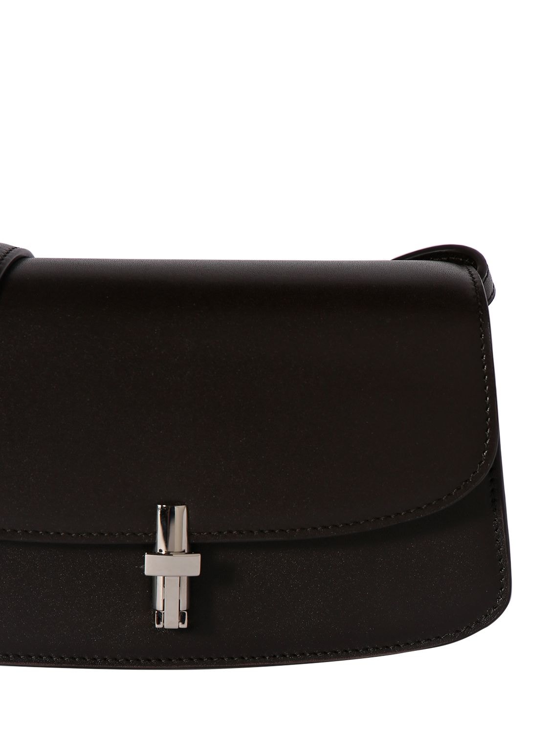 Shop The Row Sofia Leather Shoulder Bag In Dark Brown Shg