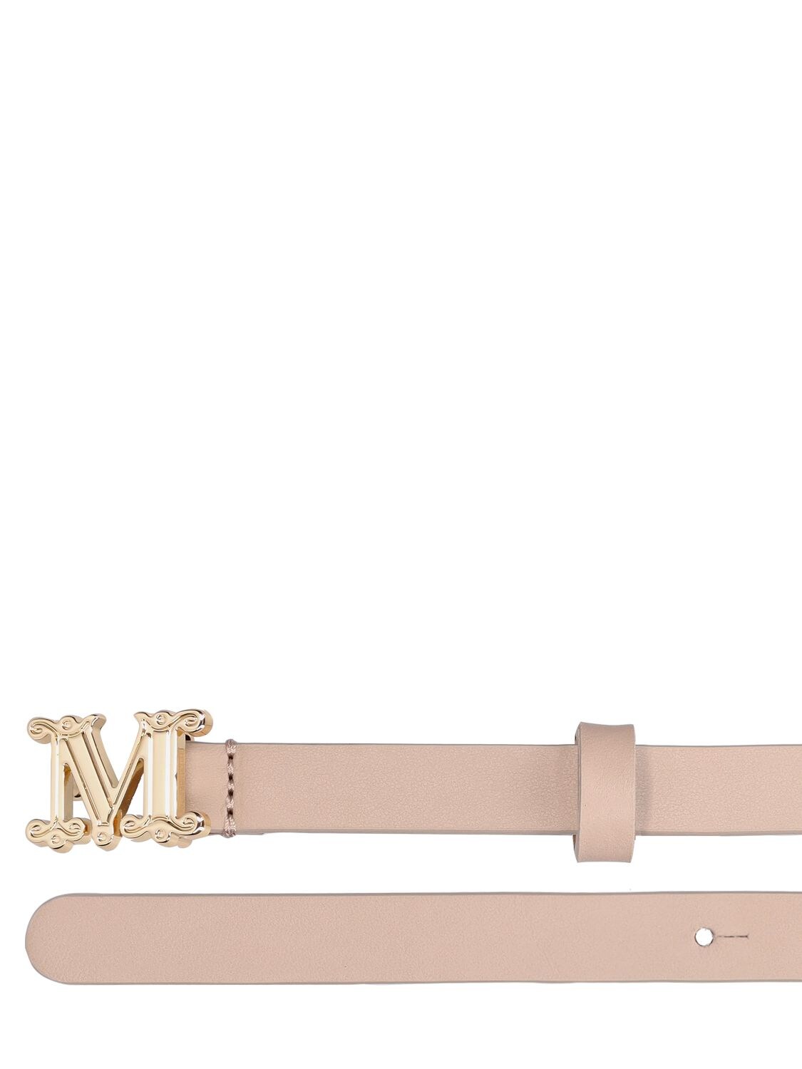 Shop Max Mara 1.5cm Logo Soft Leather Belt In Cacha