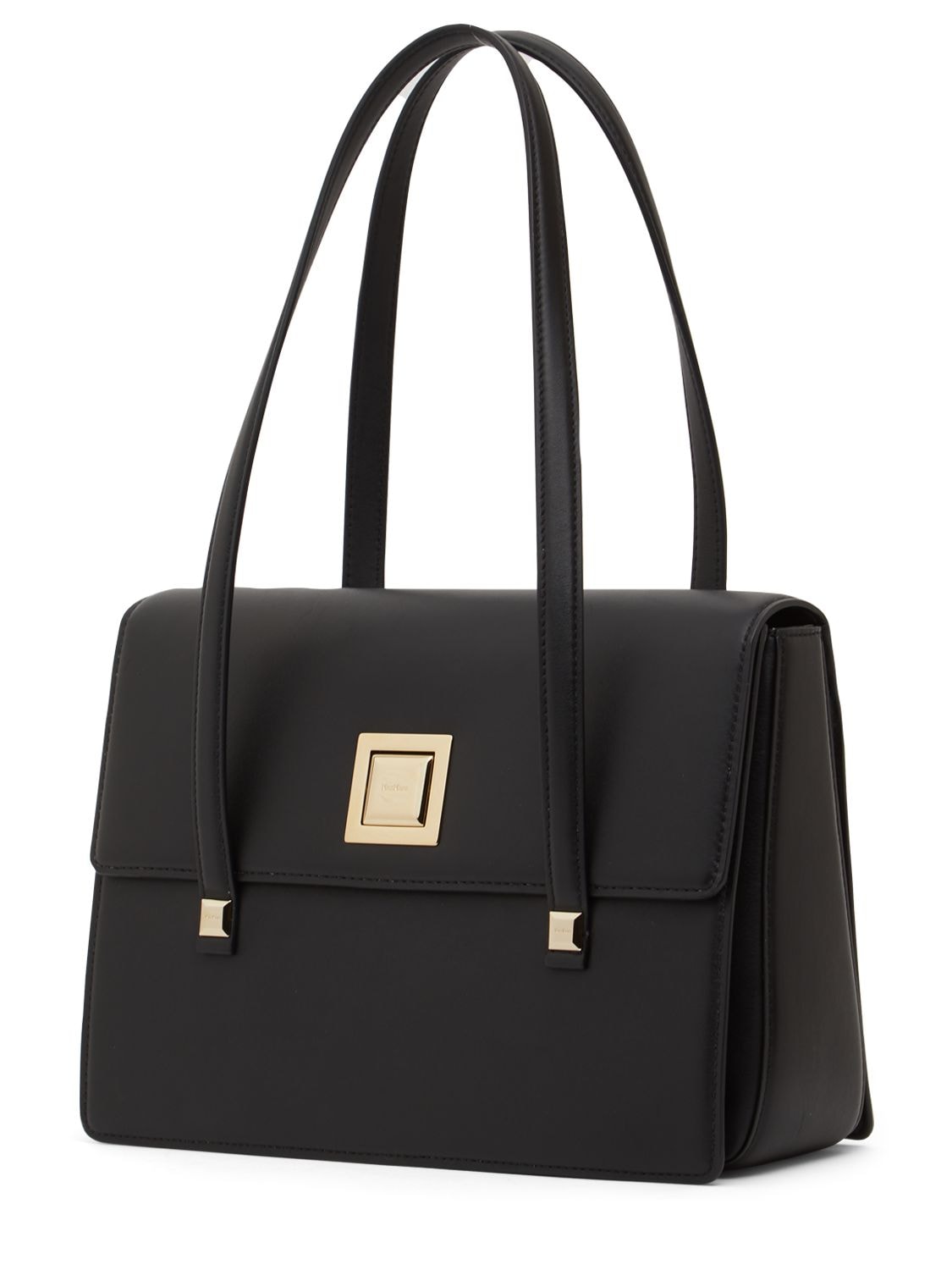 Shop Max Mara Lady Mm Leather Tote Bag In Black