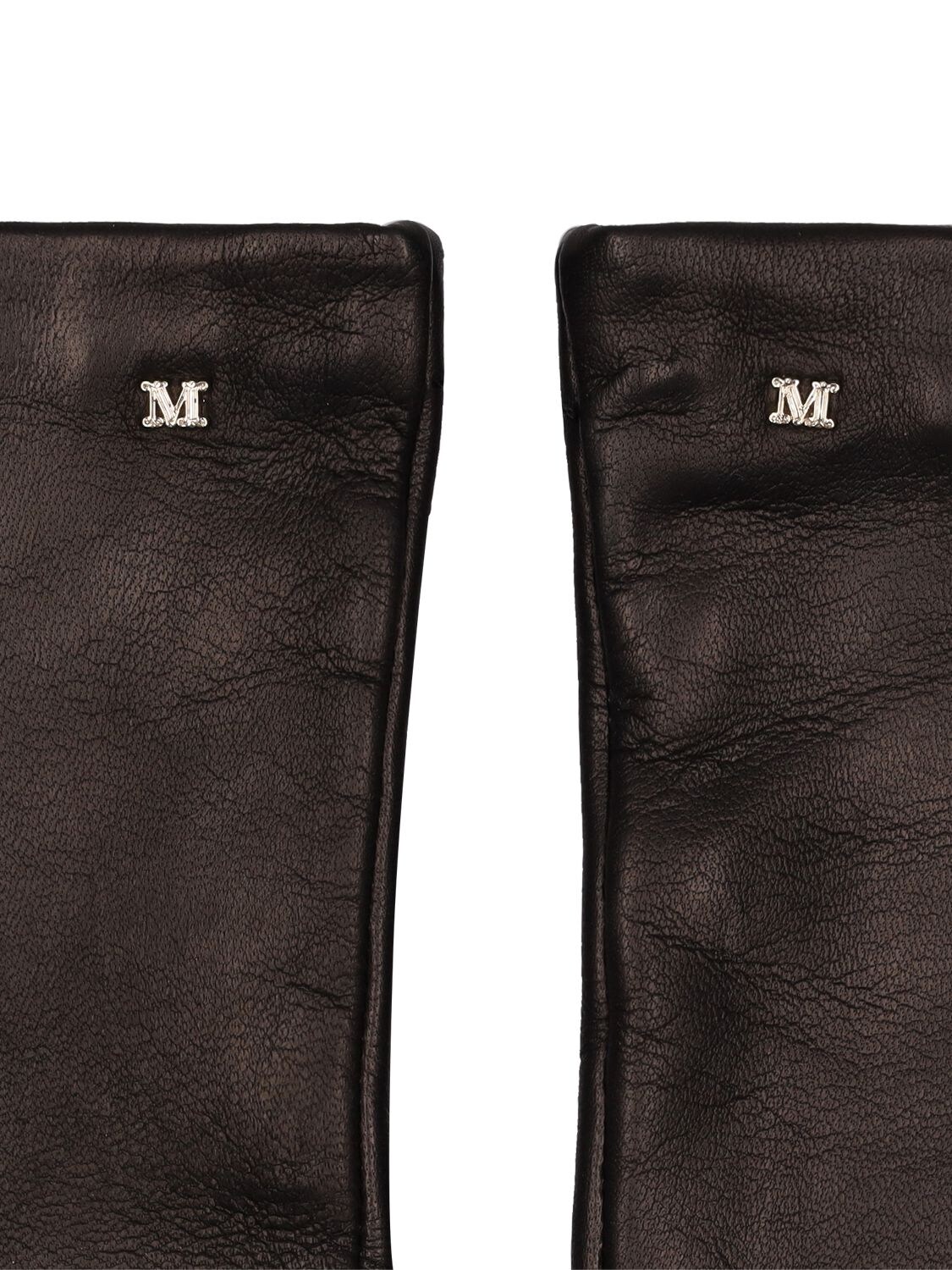 Shop Max Mara Afidee Smooth Leather Gloves In Black