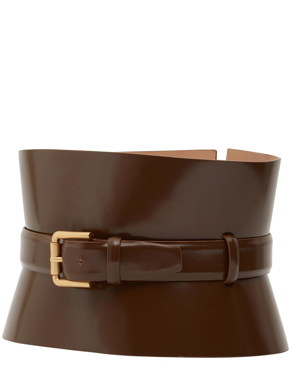 Shop Max Mara 175 Bustier Leather Belt In Brown