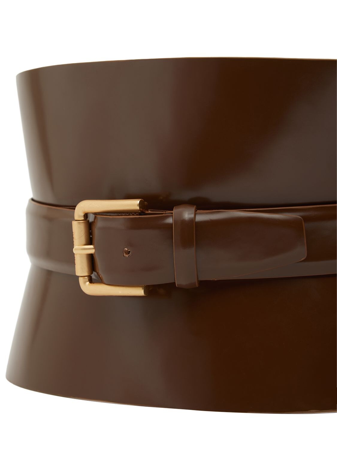 Shop Max Mara 175 Bustier Leather Belt In Brown