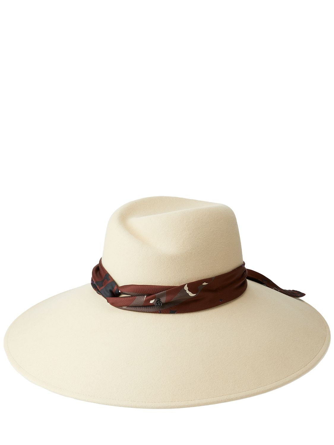 Maison Michel Big Virginie Wool Hat W/ Silk Hatband In Seed Pearl