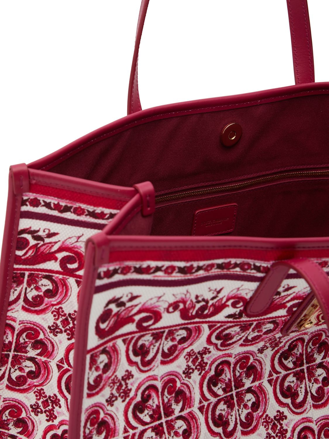 Shop Dolce & Gabbana Large Azulejos Canvas Tote Bag In Fuchsia