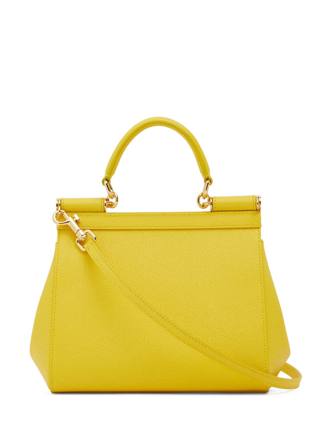 Shop Dolce & Gabbana Small Sicily Leather Top Handle Bag In Yellow