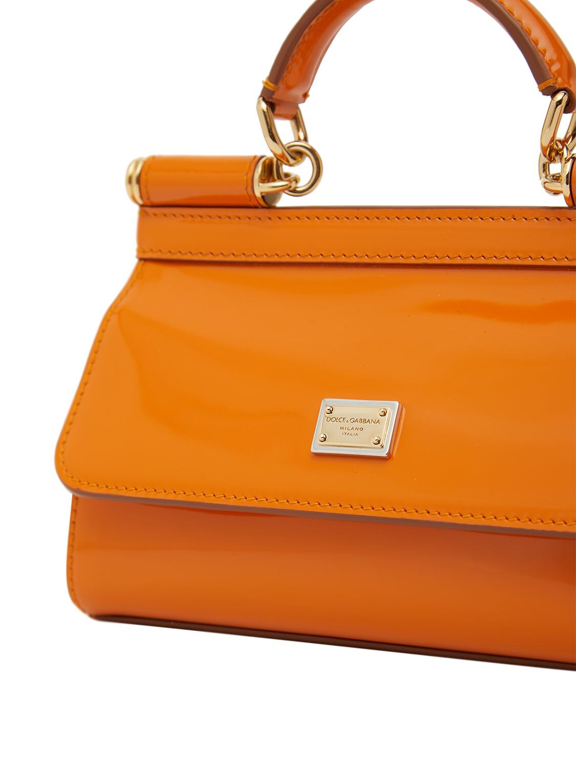 Dolce & Gabbana Orange Leather Small Miss Sicily Bag Dolce