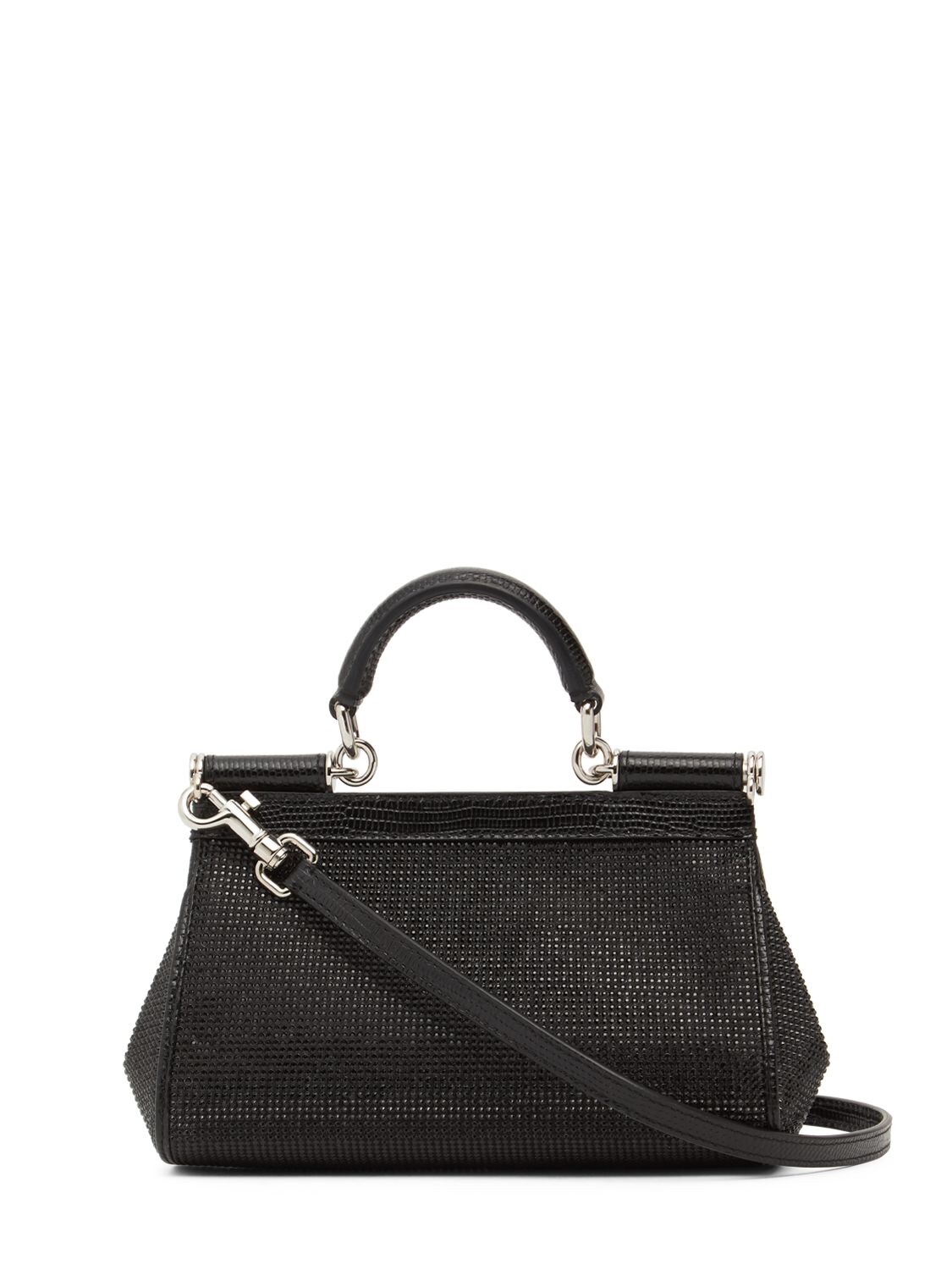 Shop Dolce & Gabbana Micro Sicily Elongated Leather Bag In Black