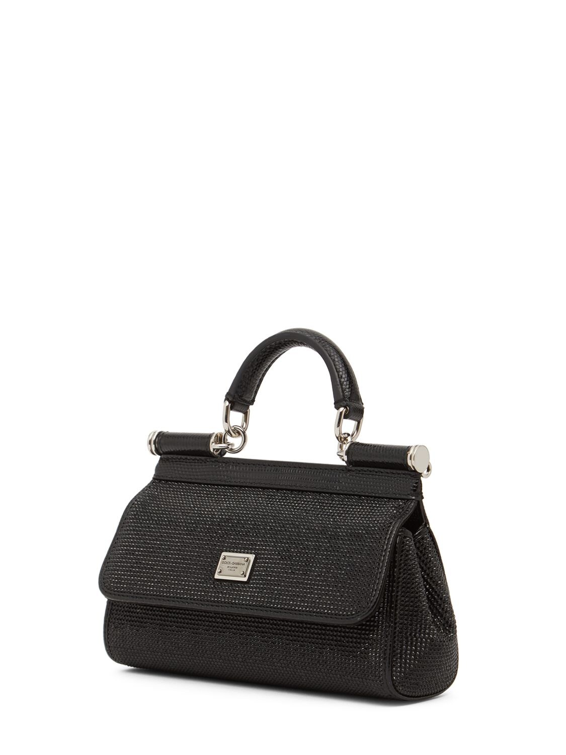 Shop Dolce & Gabbana Micro Sicily Elongated Leather Bag In Black