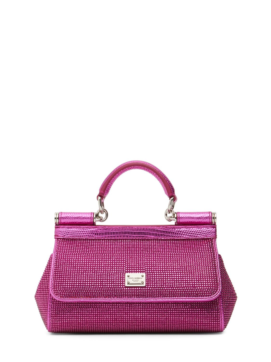 Dolce & Gabbana Small Sicily Elongated Leather Bag In Fuchsia