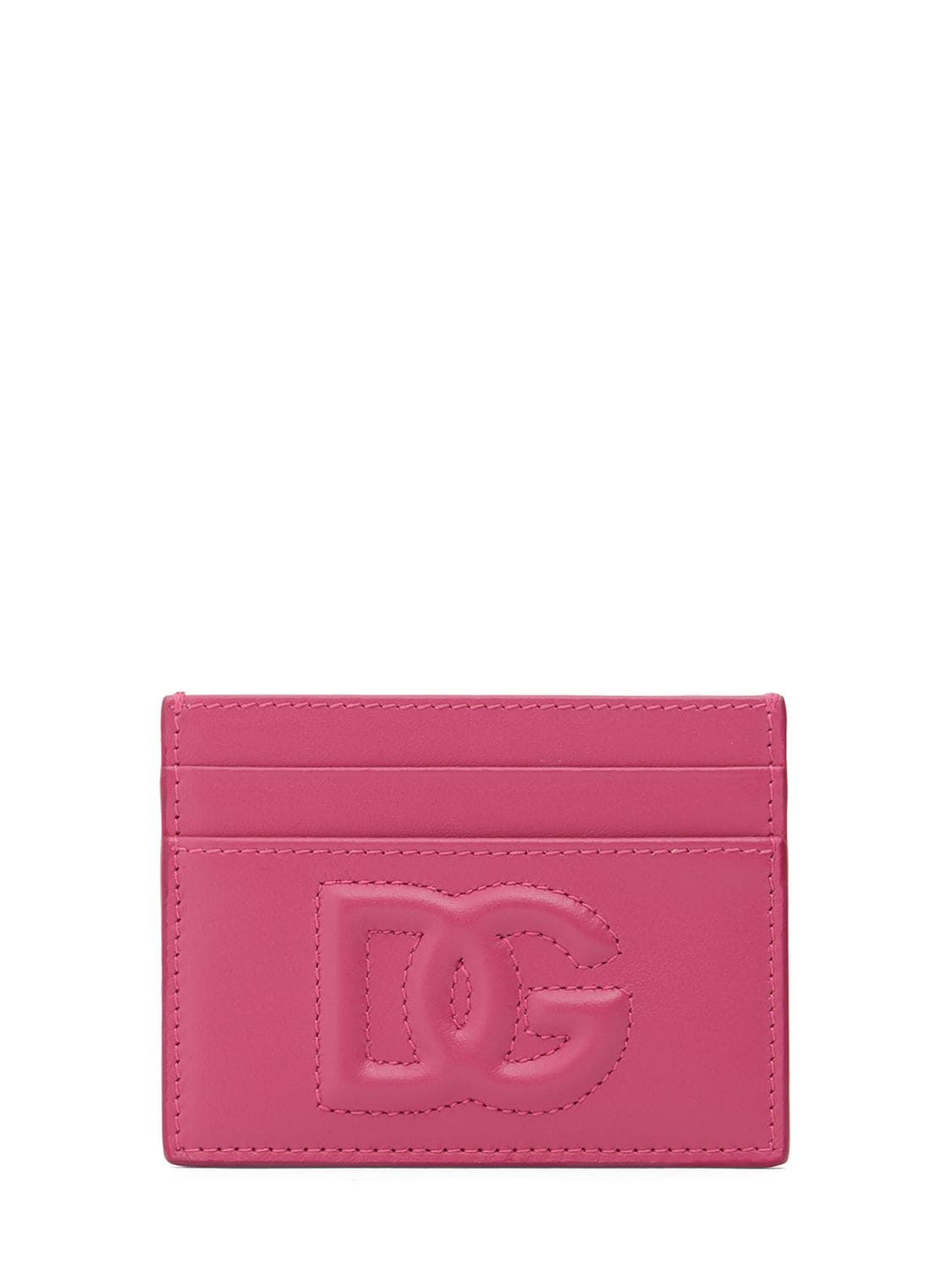 Dolce & Gabbana Embossed Logo Leather Card Holder In Light Lilac
