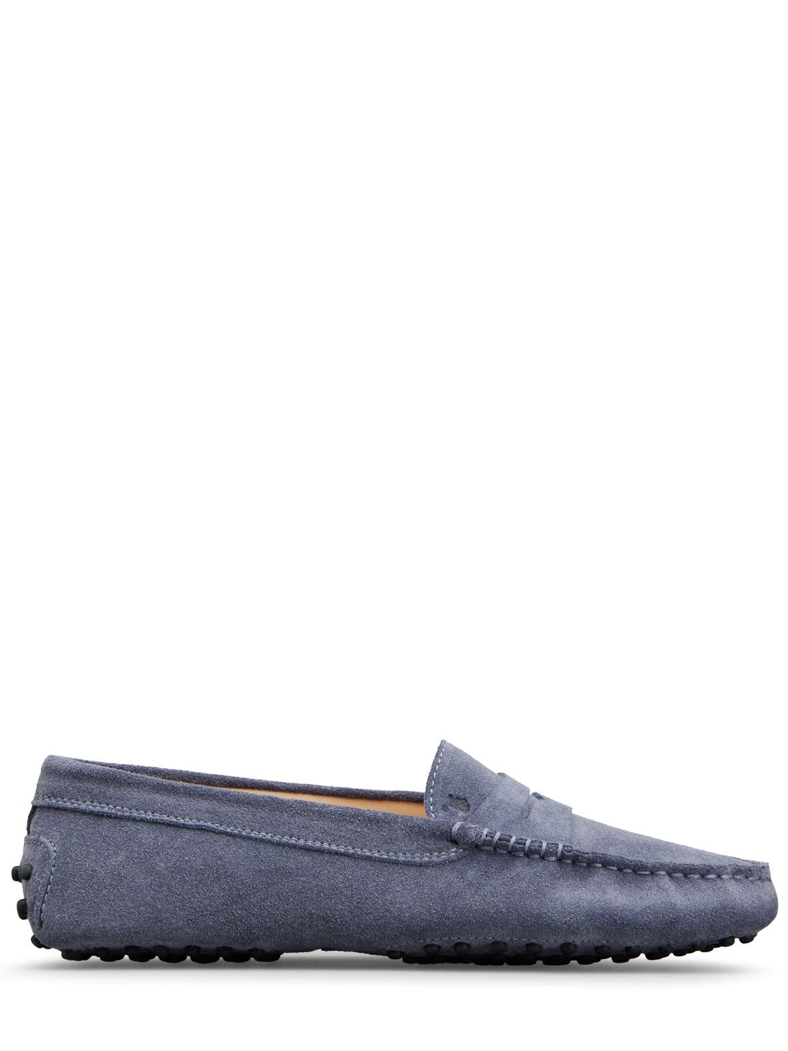 Shop Tod's 5mm Gommini Suede Loafers In Dark Grey