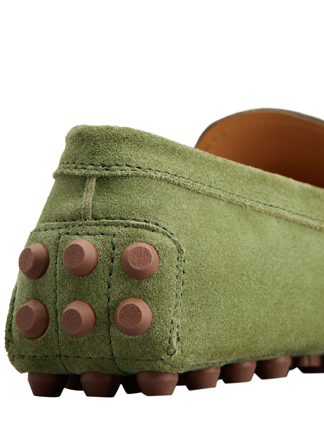 Shop Tod's 5mm Gommino Macro Suede Loafers In Green
