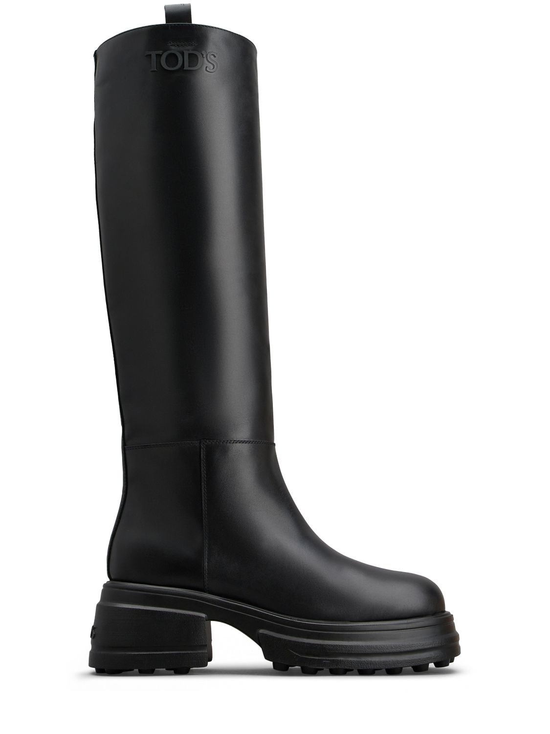 Tod's 50mm Leather Tall Boots In Black