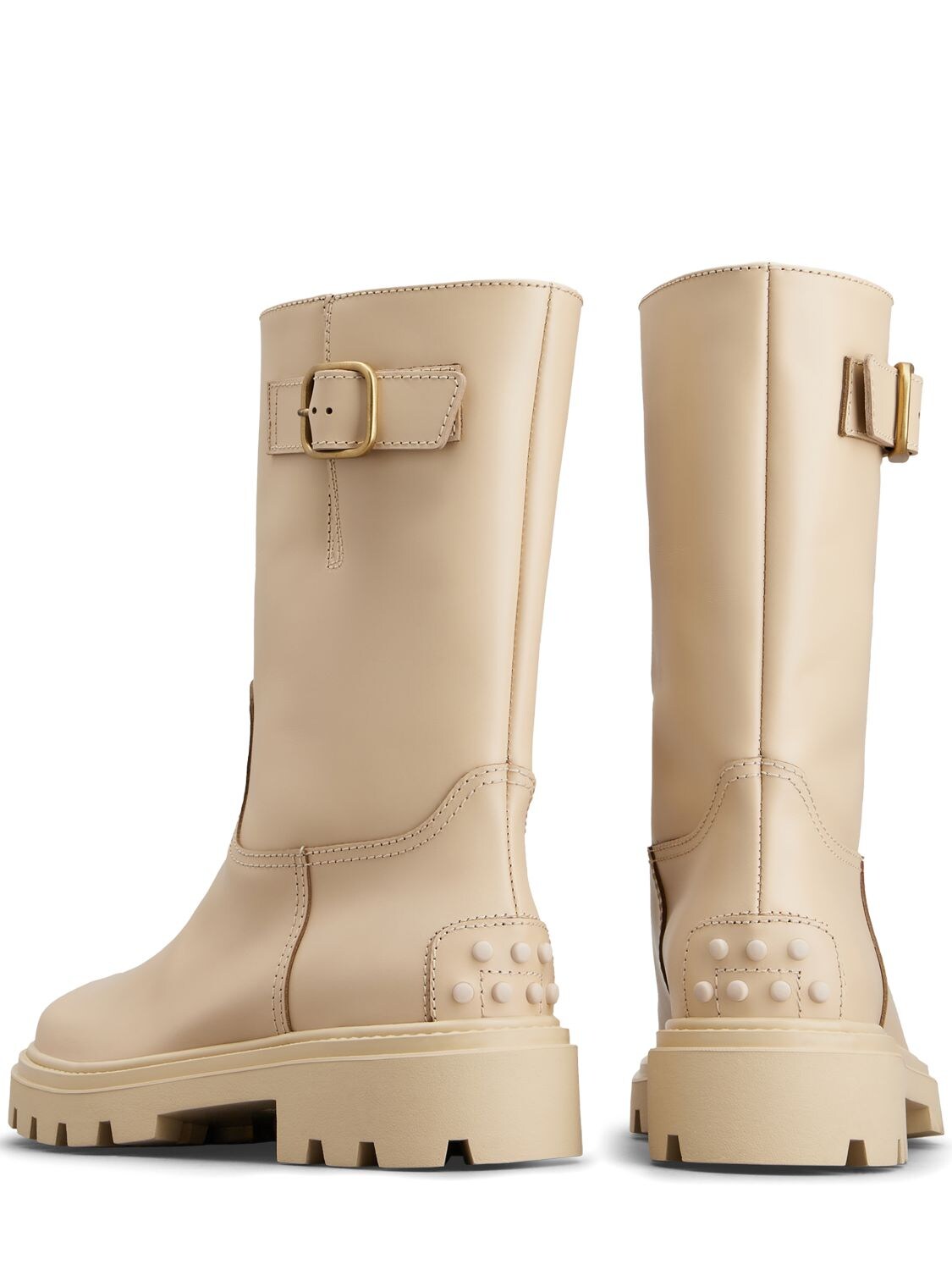 Shop Tod's 30mm Leather Ankle Boots In Beige