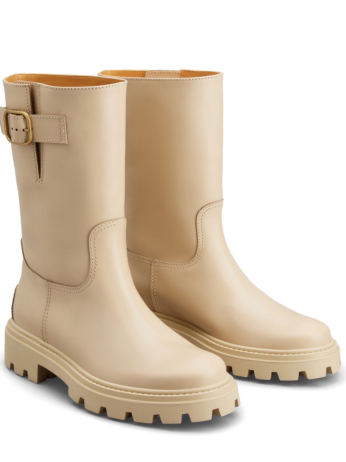 Shop Tod's 30mm Leather Ankle Boots In Beige