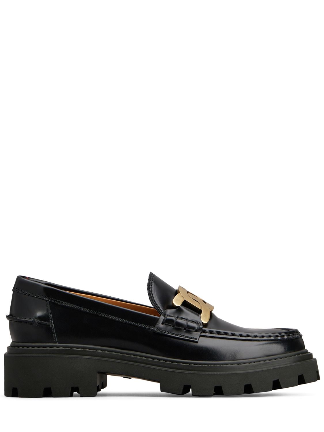 Tod's 30mm Leather Chain Loafers In Black