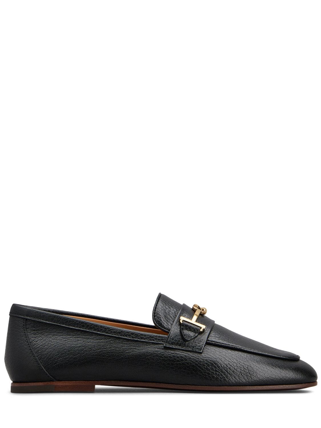 Tod's Cuoio Leather Metal-strap Loafers In Nero