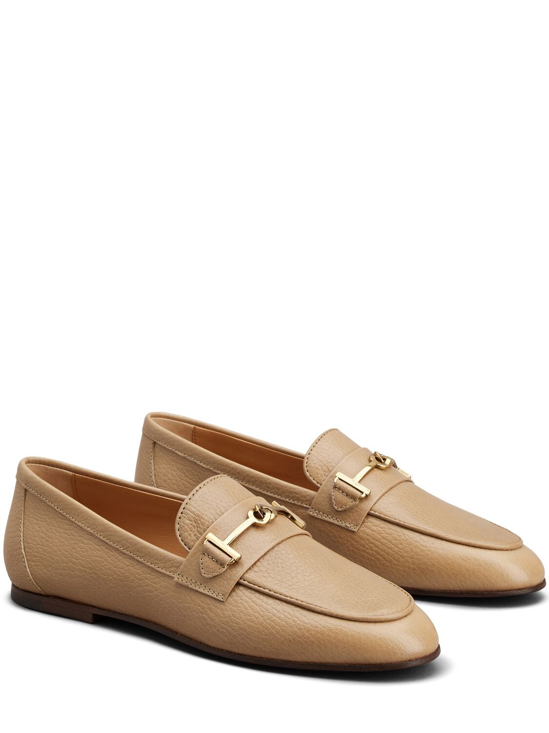 Shop Tod's 10mm Leather Loafers In Camel