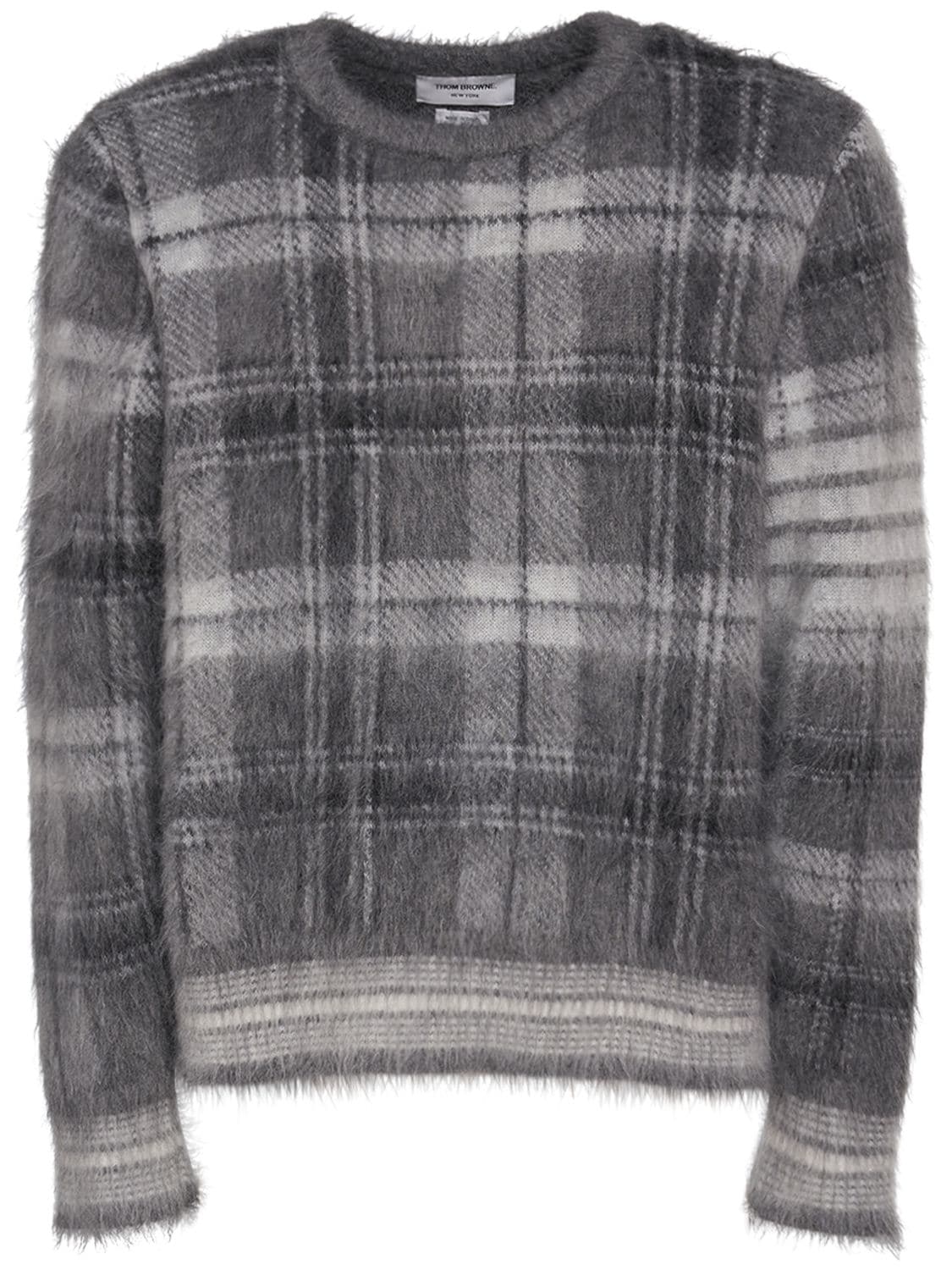 THOM BROWNE TARTAN JACQUARD MOHAIR BLEND SWEATER