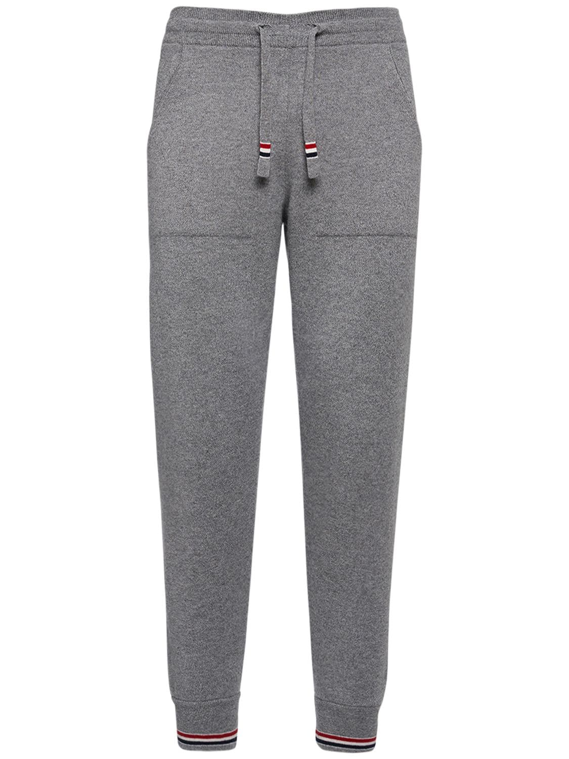 Thom Browne Cashmere Jersey Sweatpants In Lt Grey