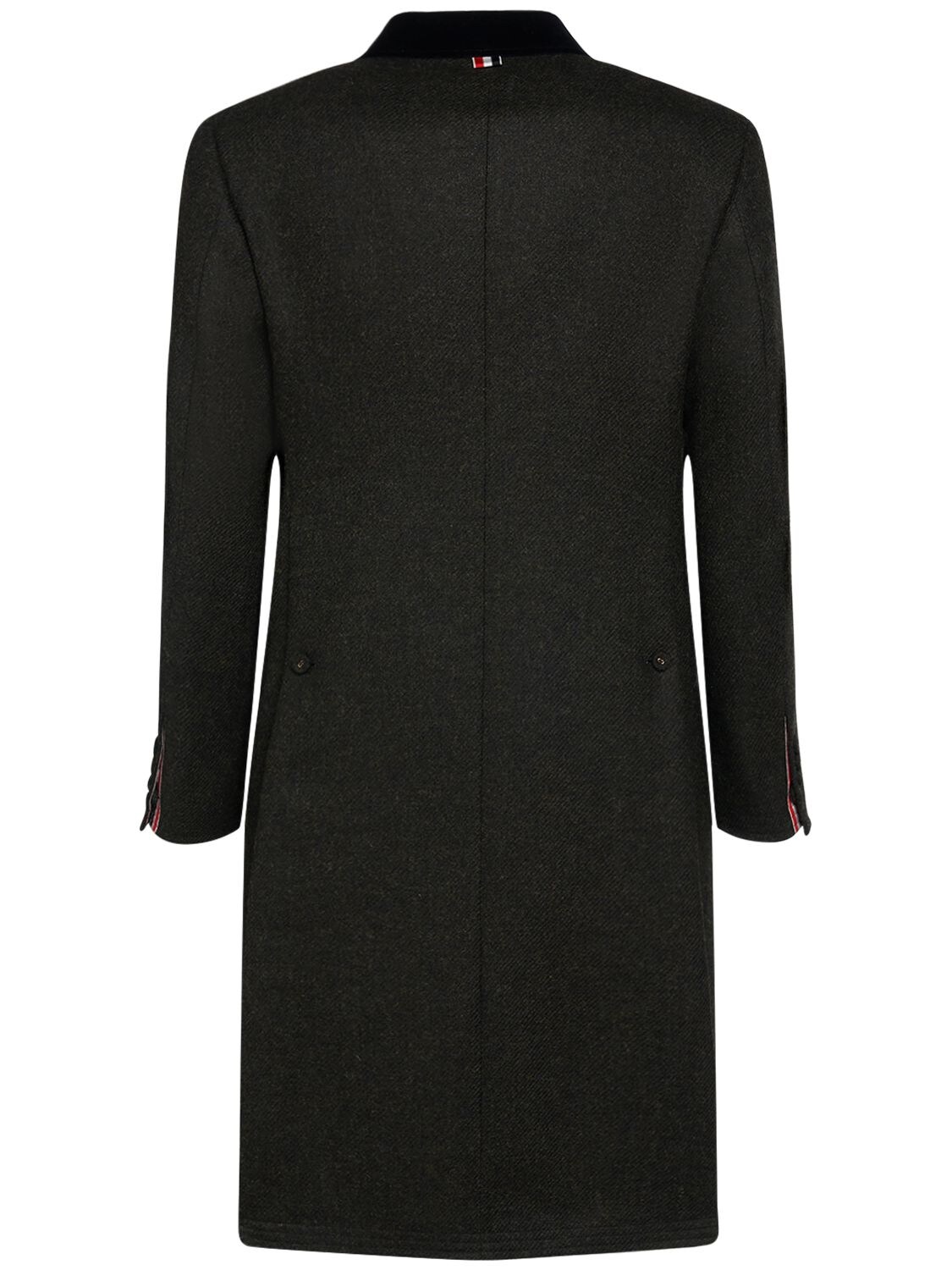 Shop Thom Browne Chesterfield Single Breasted Wool Coat In Green