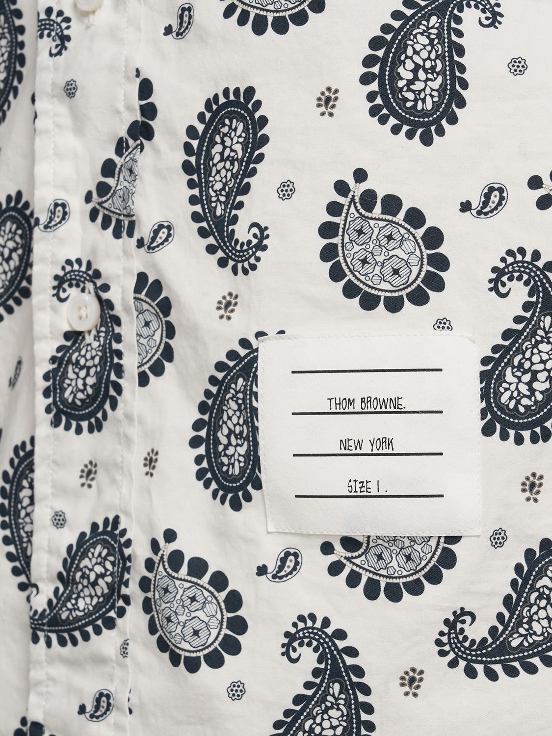 Shop Thom Browne Paisley Printed Cotton Shirt In Navy