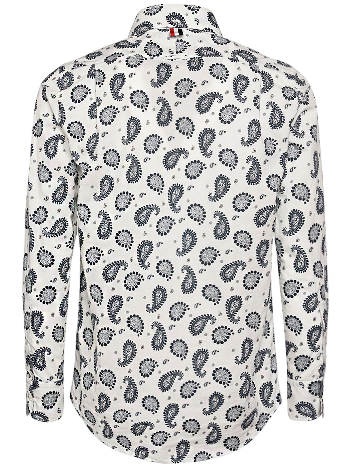 Shop Thom Browne Paisley Printed Cotton Shirt In Navy