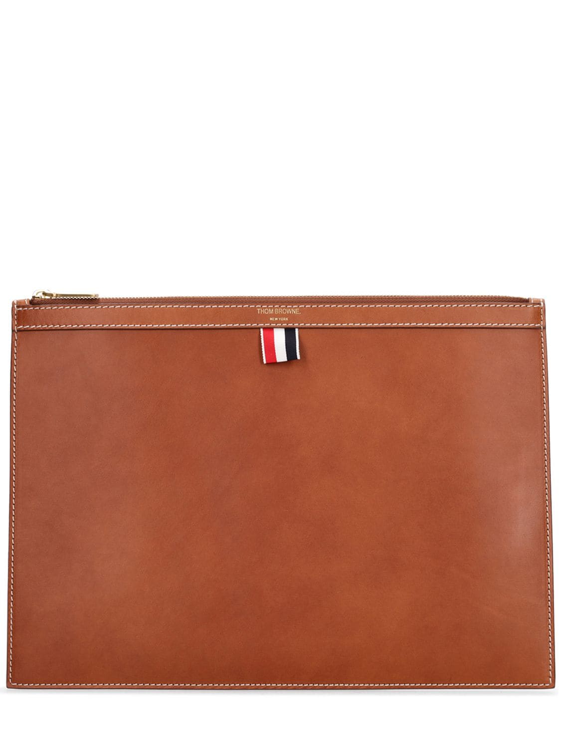 Thom Browne 4-bar Tab Document Holder In Natural