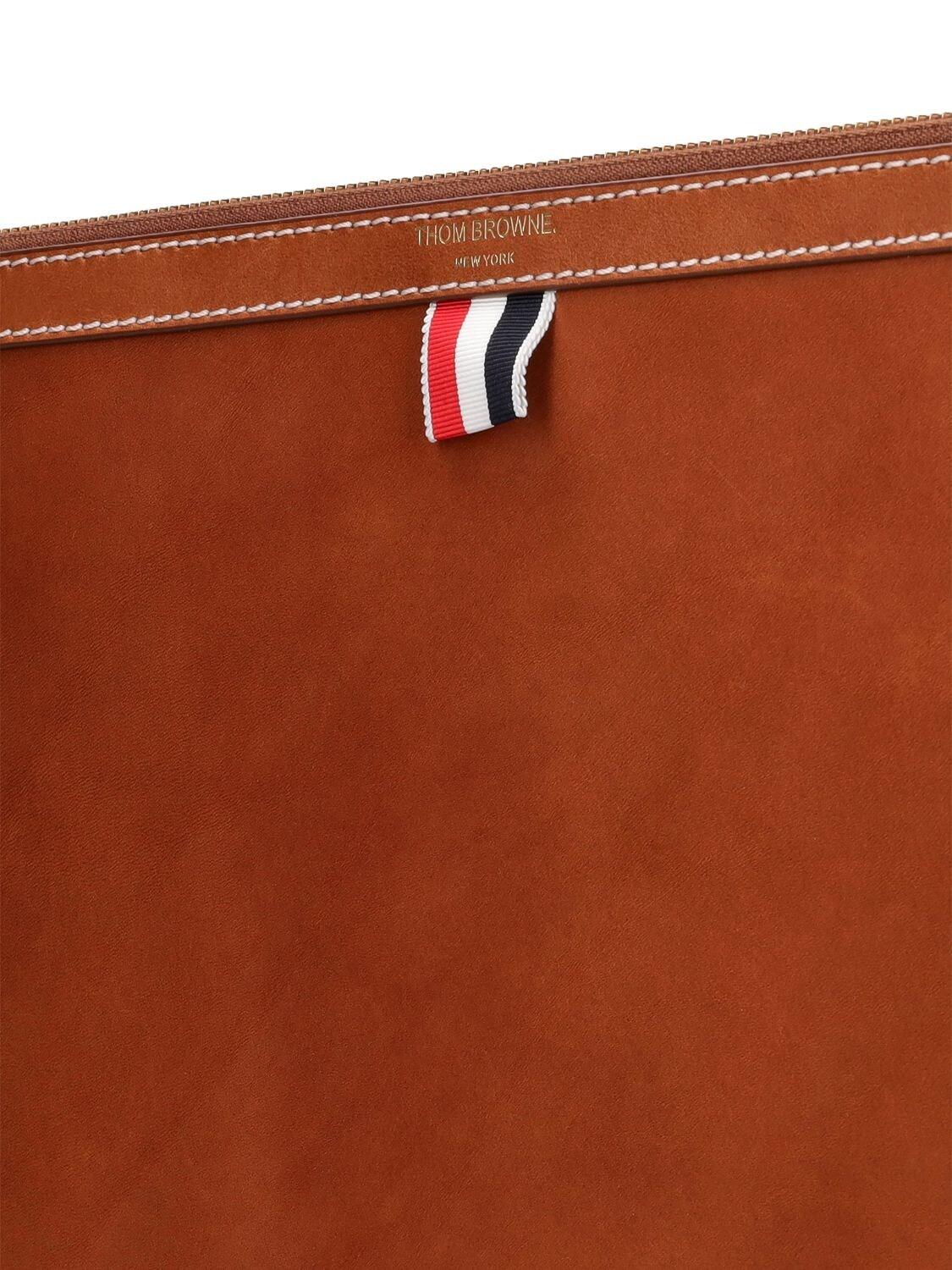 Shop Thom Browne Medium Leather Document Holder In Natural