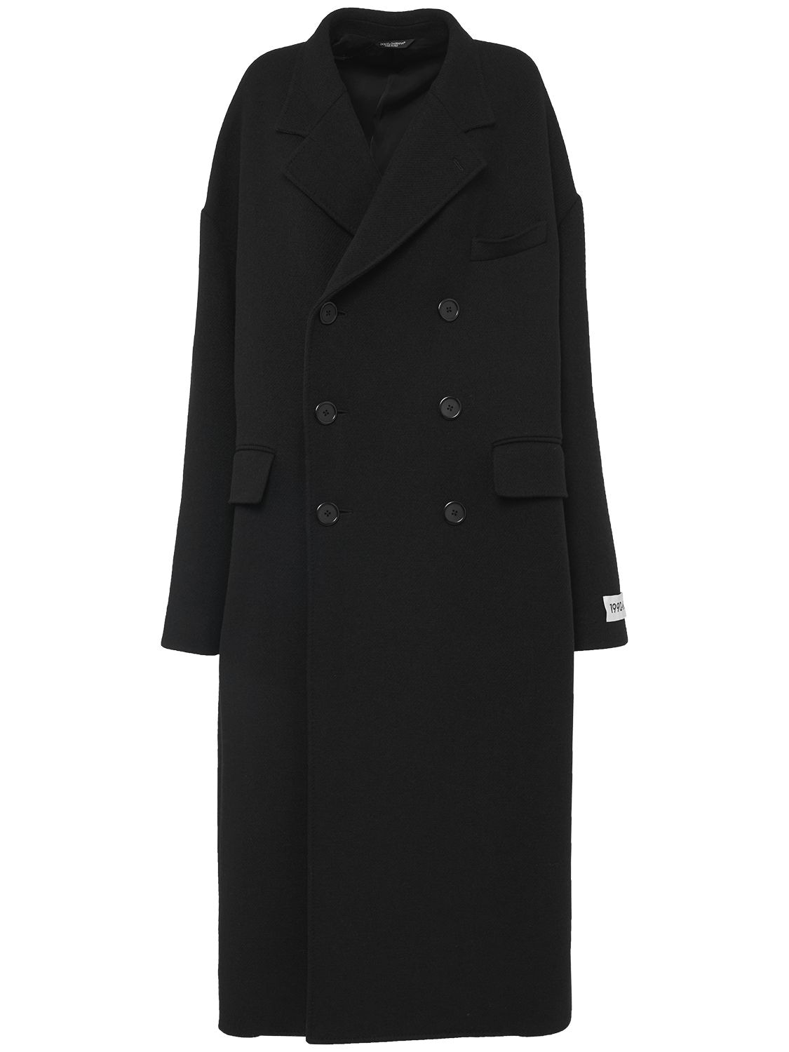 Dolce & Gabbana Double Breasted Wool Long Coat In Black