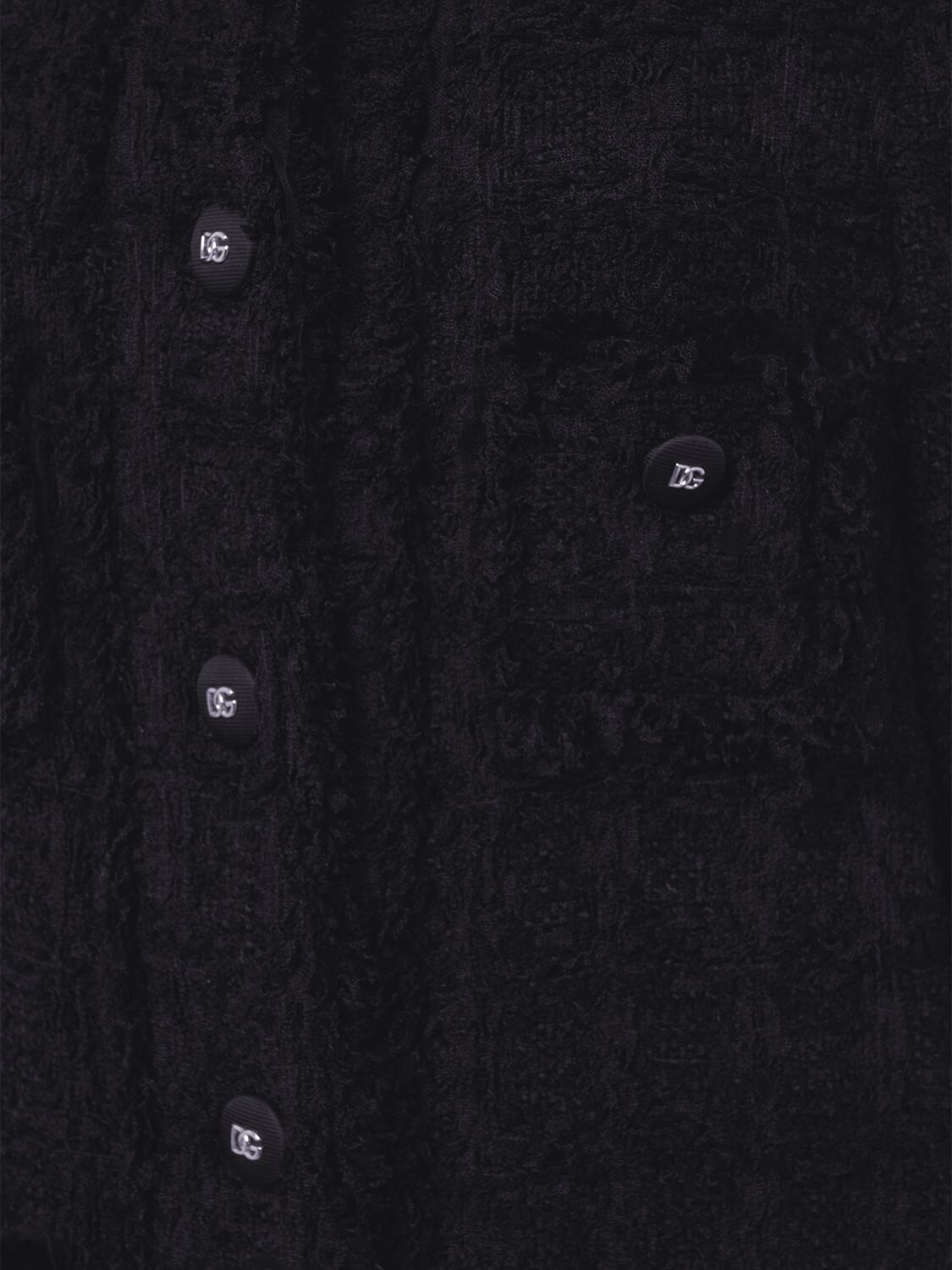 Shop Dolce & Gabbana Wool Tweed Long Jacket In Black