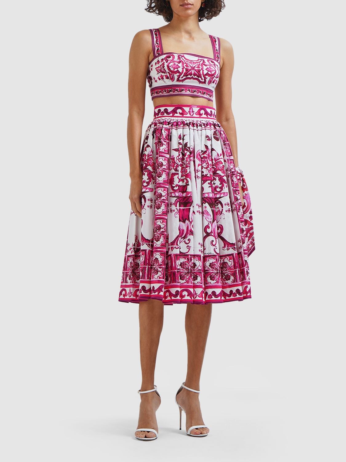 Dolce & Gabbana Graphic-print High-waisted Skirt In Multicolor