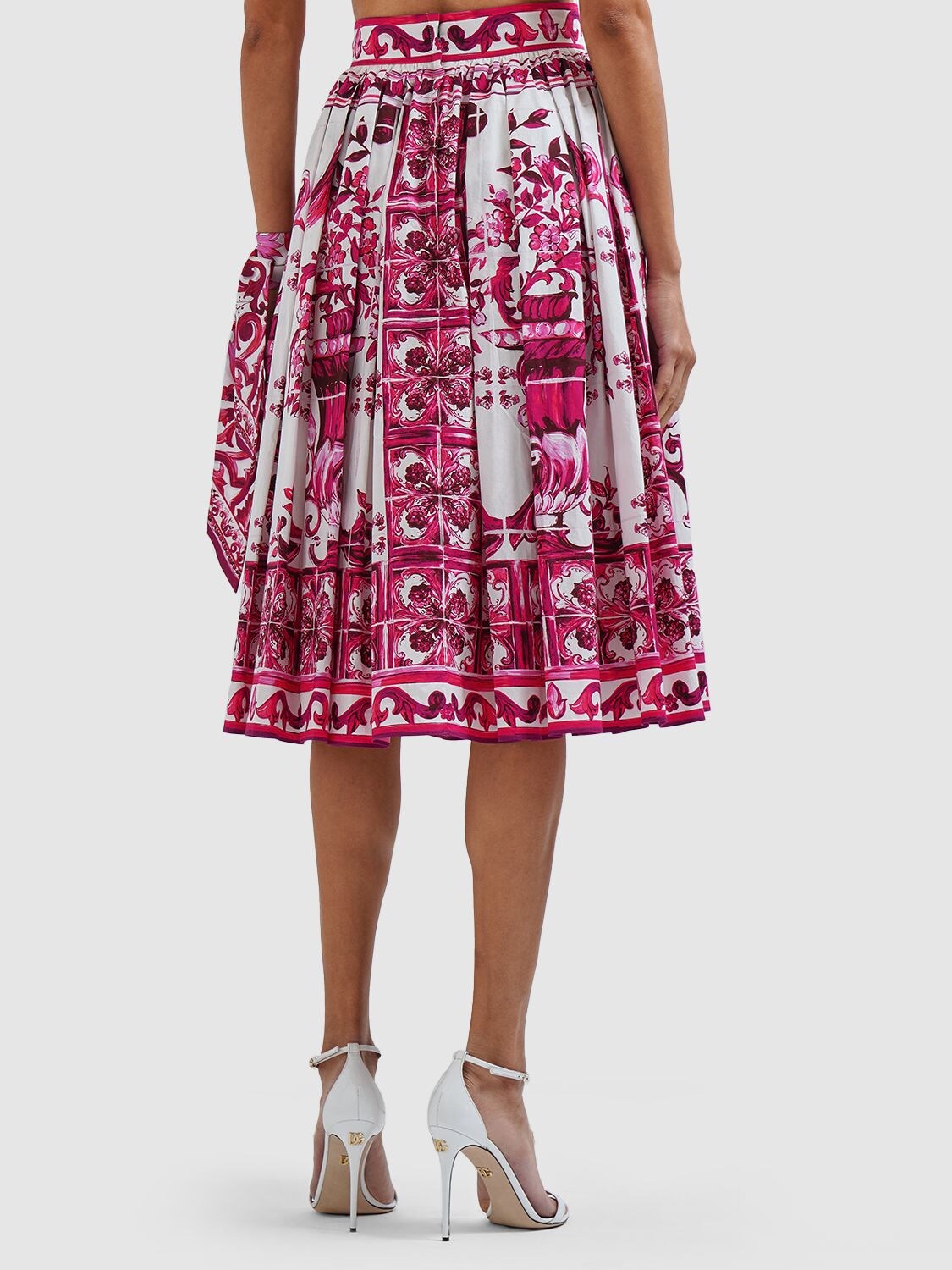 Dolce & Gabbana Graphic-print High-waisted Skirt In Multicolor