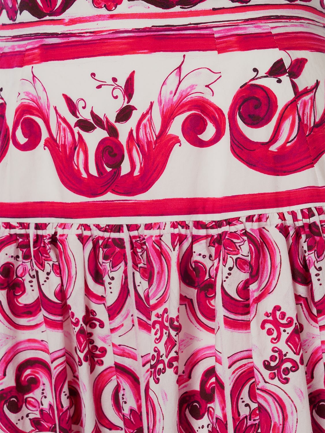 Shop Dolce & Gabbana Maiolica Print Cotton Poplin Long Skirt In Multicolor