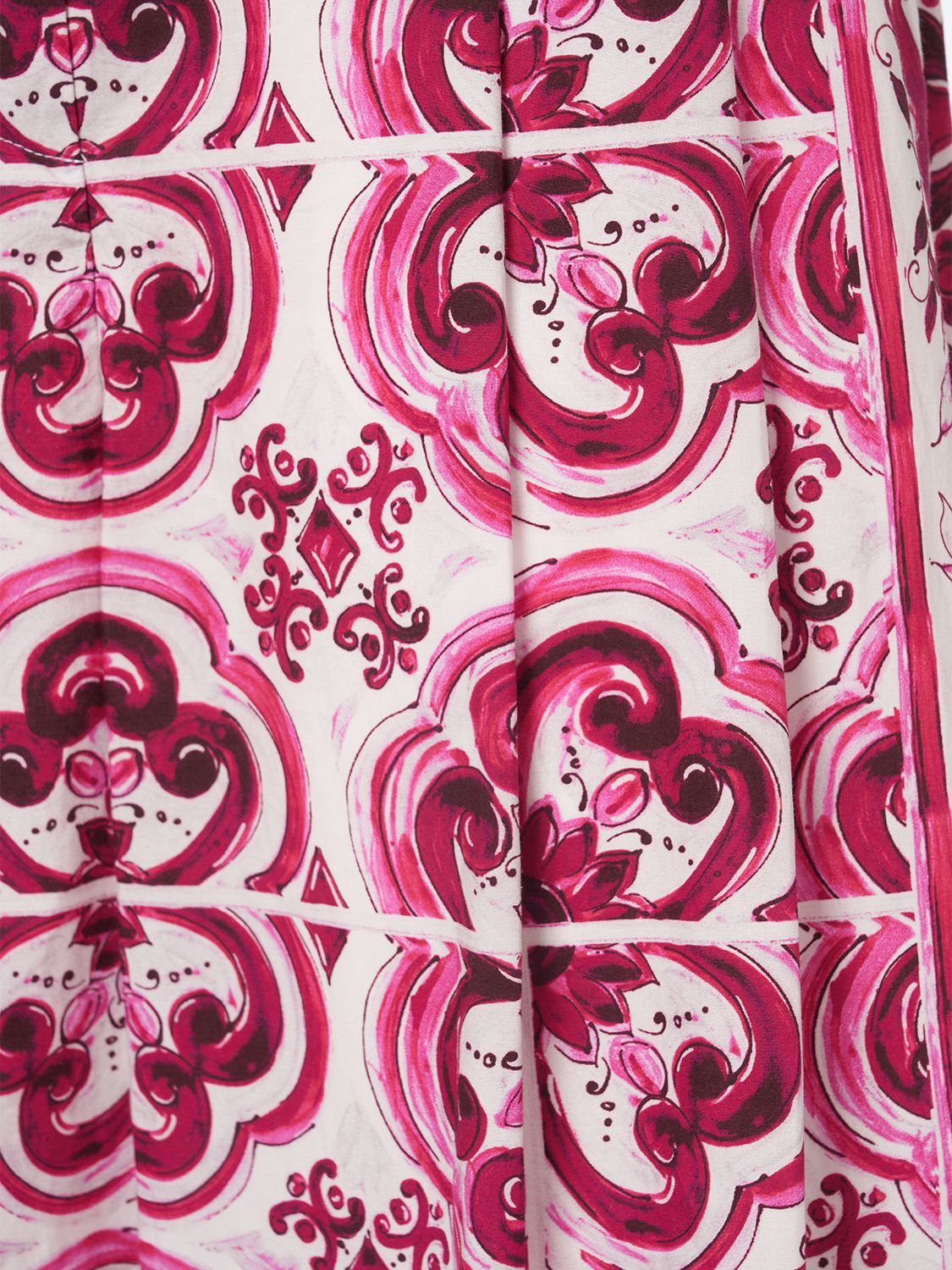 Shop Dolce & Gabbana Maiolica Print Cotton Wide Leg Pants In Multicolor