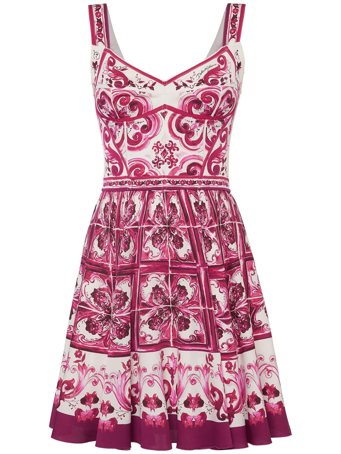 Shop Dolce & Gabbana Maiolica Print Silk Blend Mini Dress In Multicolor