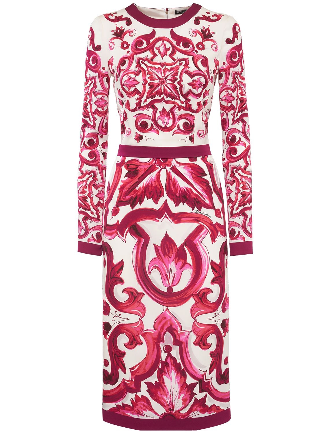 Image of Maiolica Print Silk Midi Dress