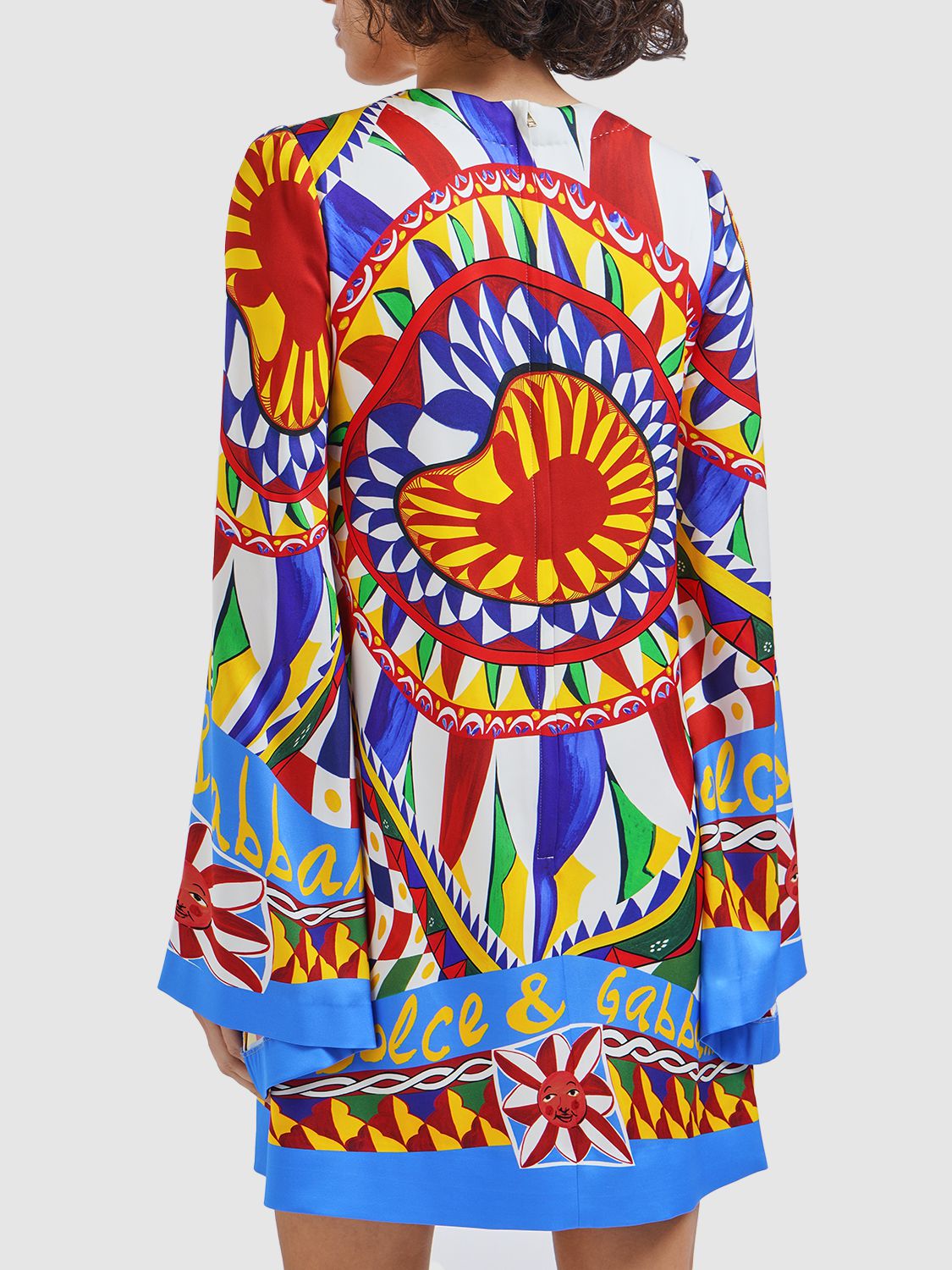 Shop Dolce & Gabbana Carretto Print Silk Twill Mini Dress In Multicolor