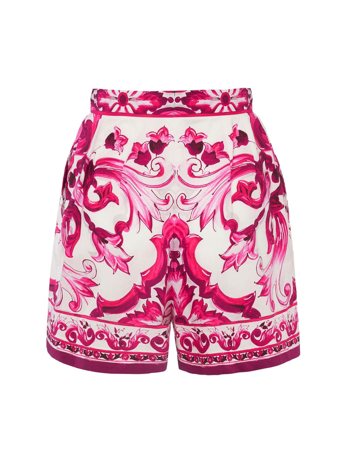 Shop Dolce & Gabbana Carretto Print Cotton Mini Shorts In Multicolor
