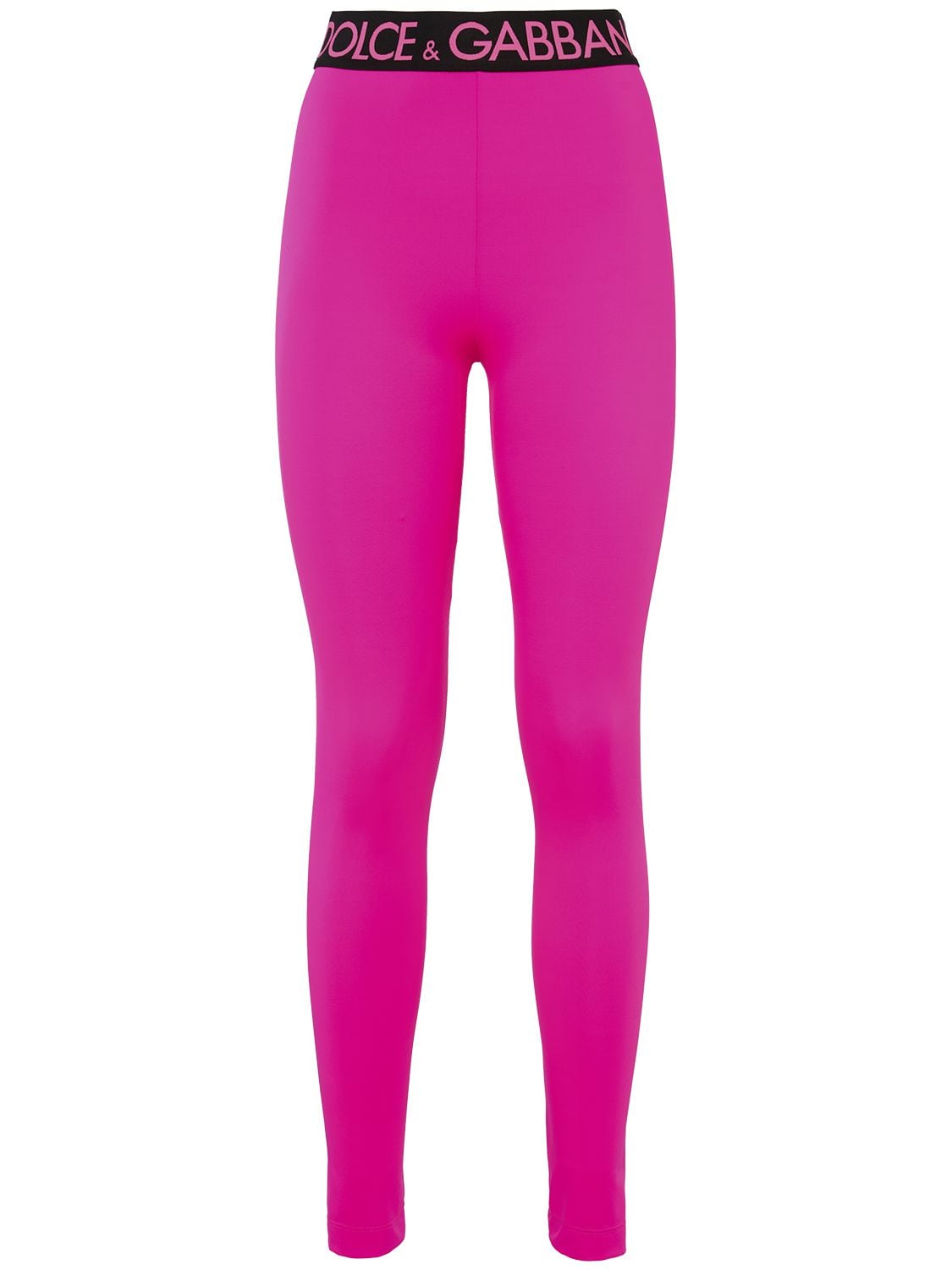 Shop Dolce & Gabbana Logo Stretch Jersey Leggings In Fuchsia