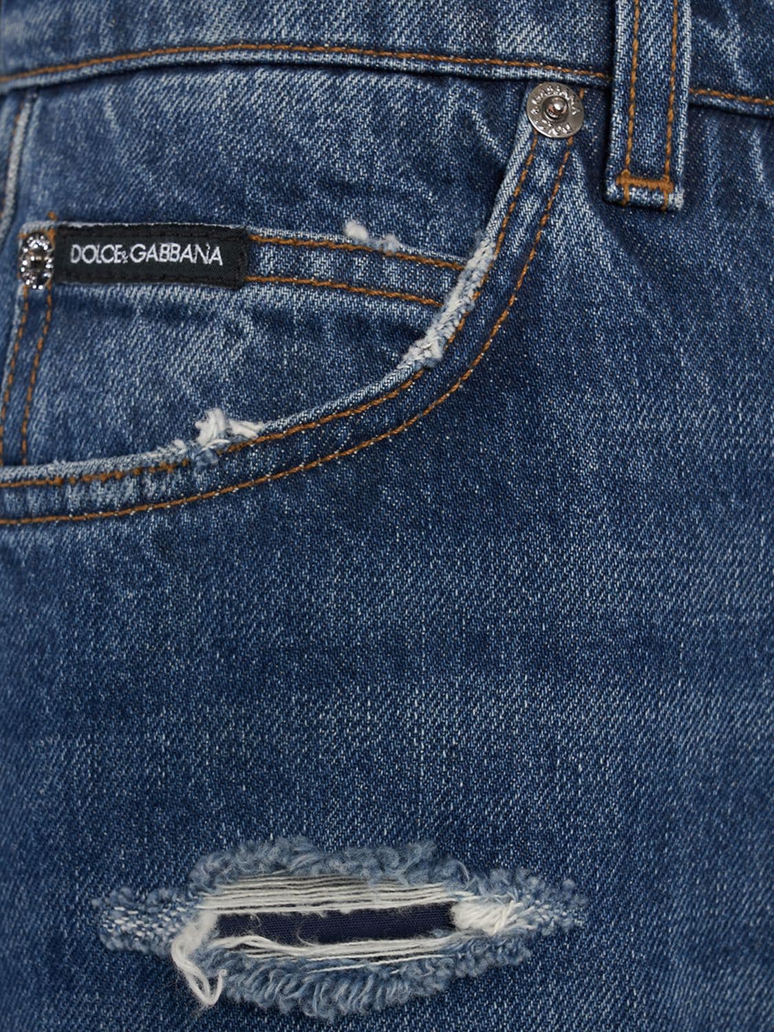 Shop Dolce & Gabbana Distressed Denim Wide Leg Jeans