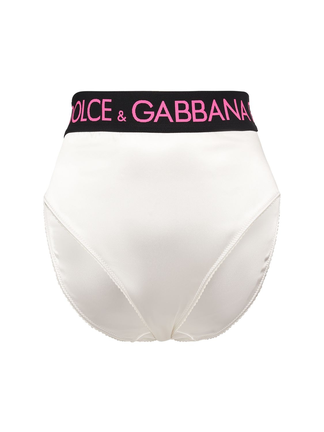 Dolce & Gabbana Logo High Rise Satin Briefs In White