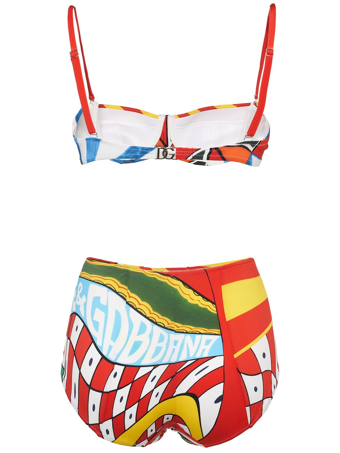 Shop Dolce & Gabbana Carretto Printed Jersey Bikini Set In Multicolor