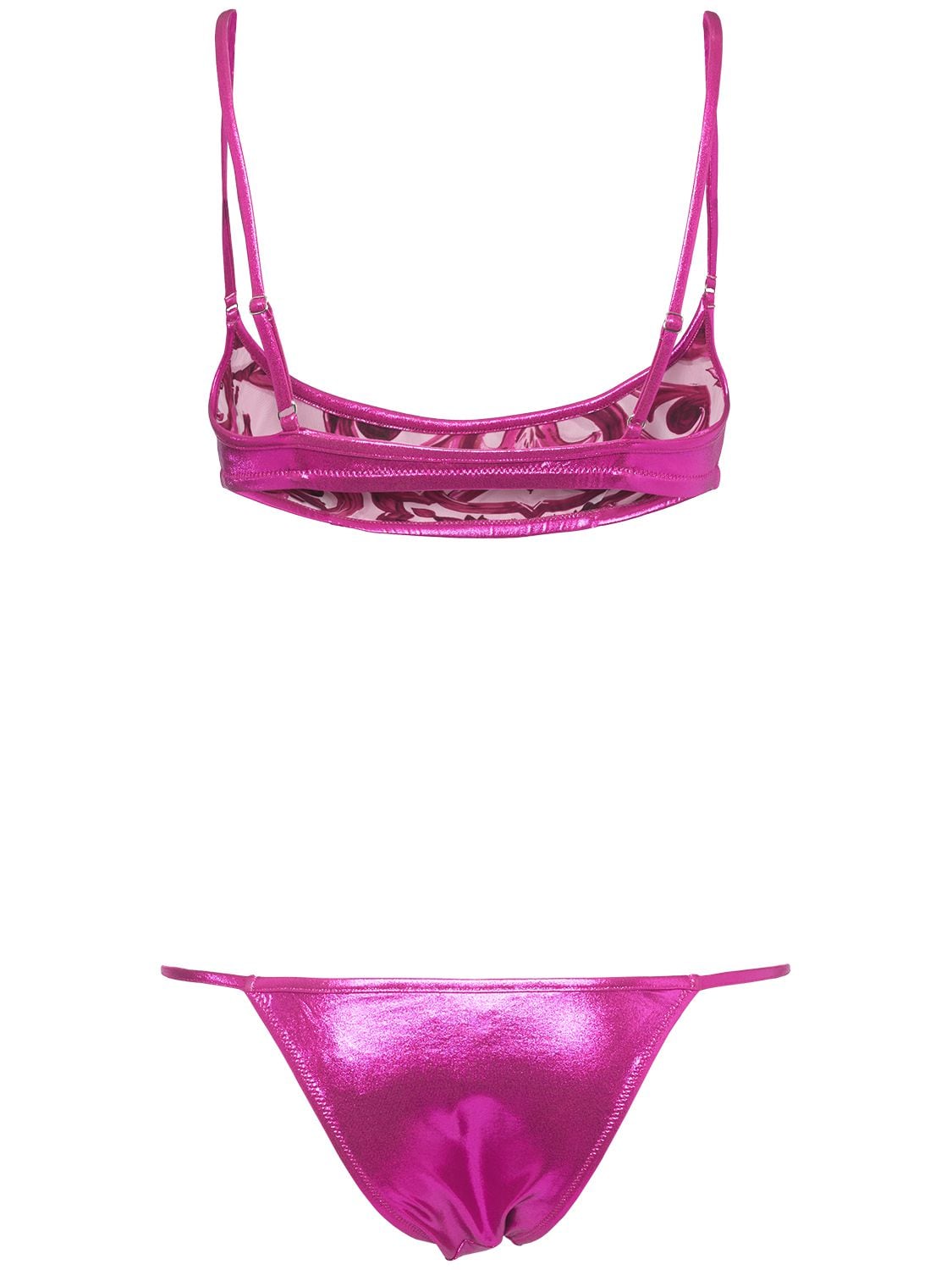 Shop Dolce & Gabbana Laminated Jersey Bikini Set In Pink,fuchsia