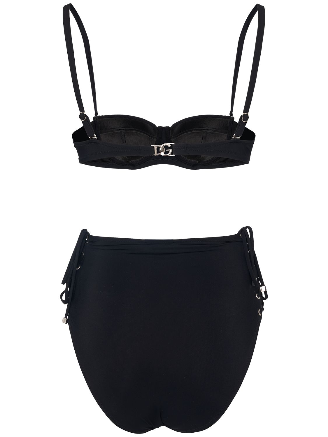 Shop Dolce & Gabbana Jersey Bikini Set W/laces In Black