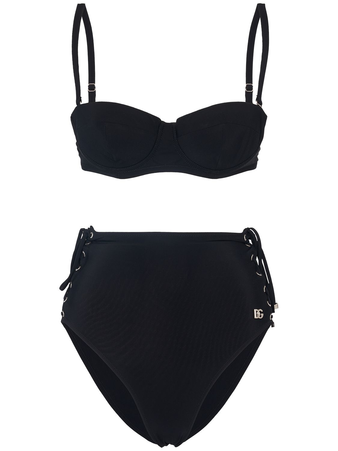 Dolce & Gabbana Jersey Bikini Set W/laces In Black