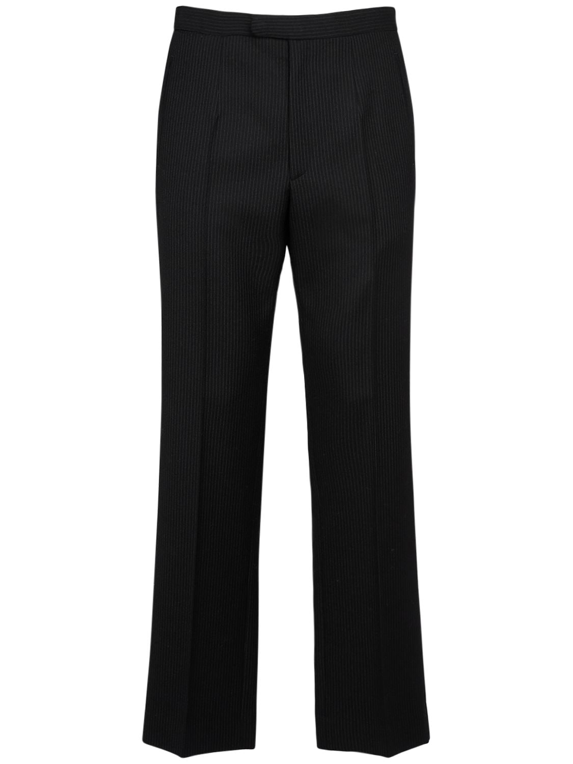 The Row Pinstriped Baird Virgin Wool Pants In Black