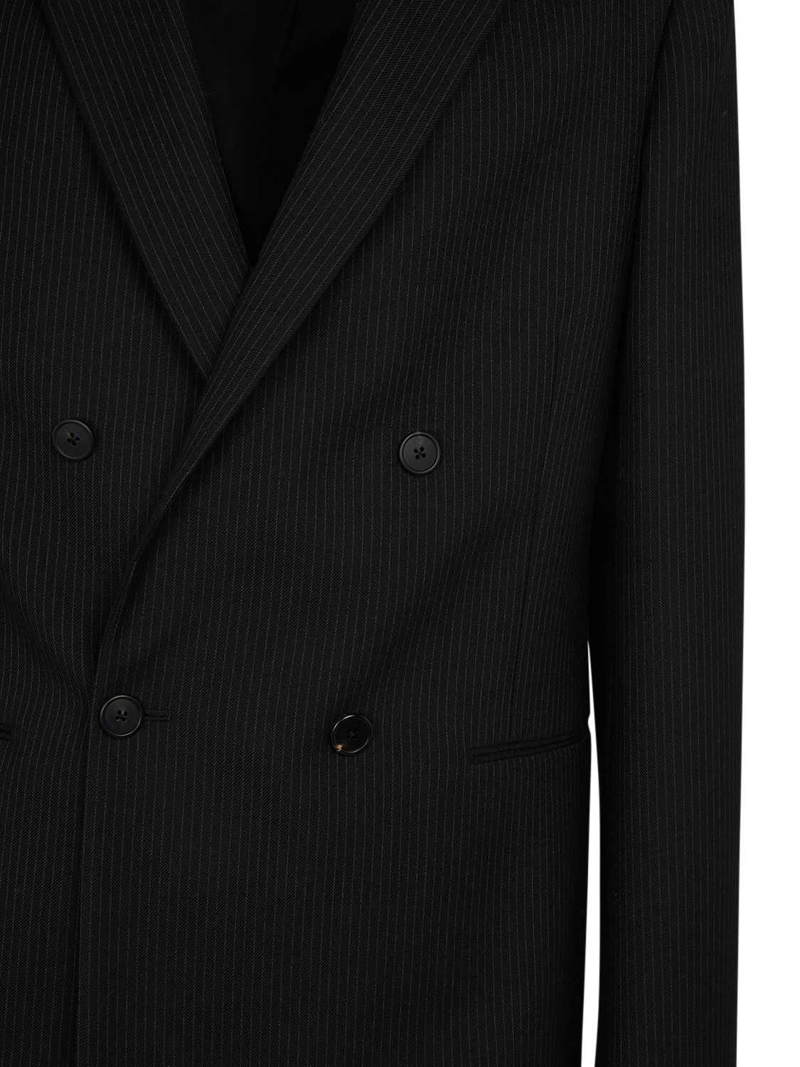 Shop The Row Pinstriped Wilson Double Breasted Jacket In Black,grey Me