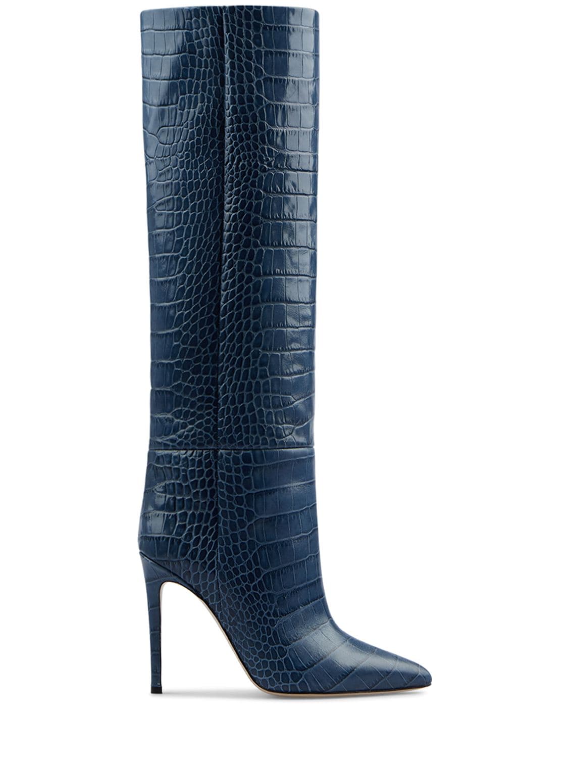 Paris Texas 105mm Croc Embossed Leather Tall Boots In Blue