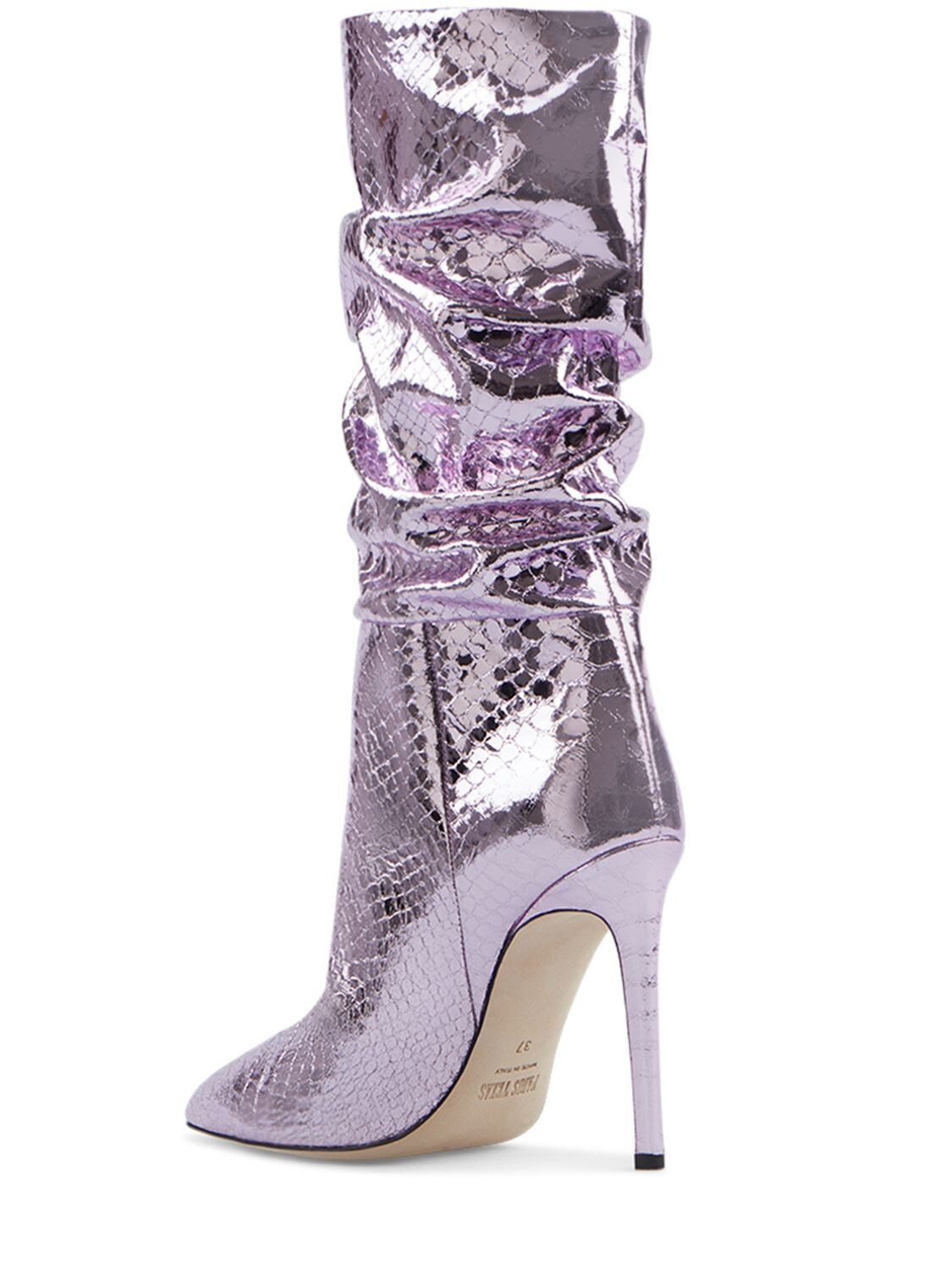 Shop Paris Texas 105mm Python Print Metallic Boots In Pink